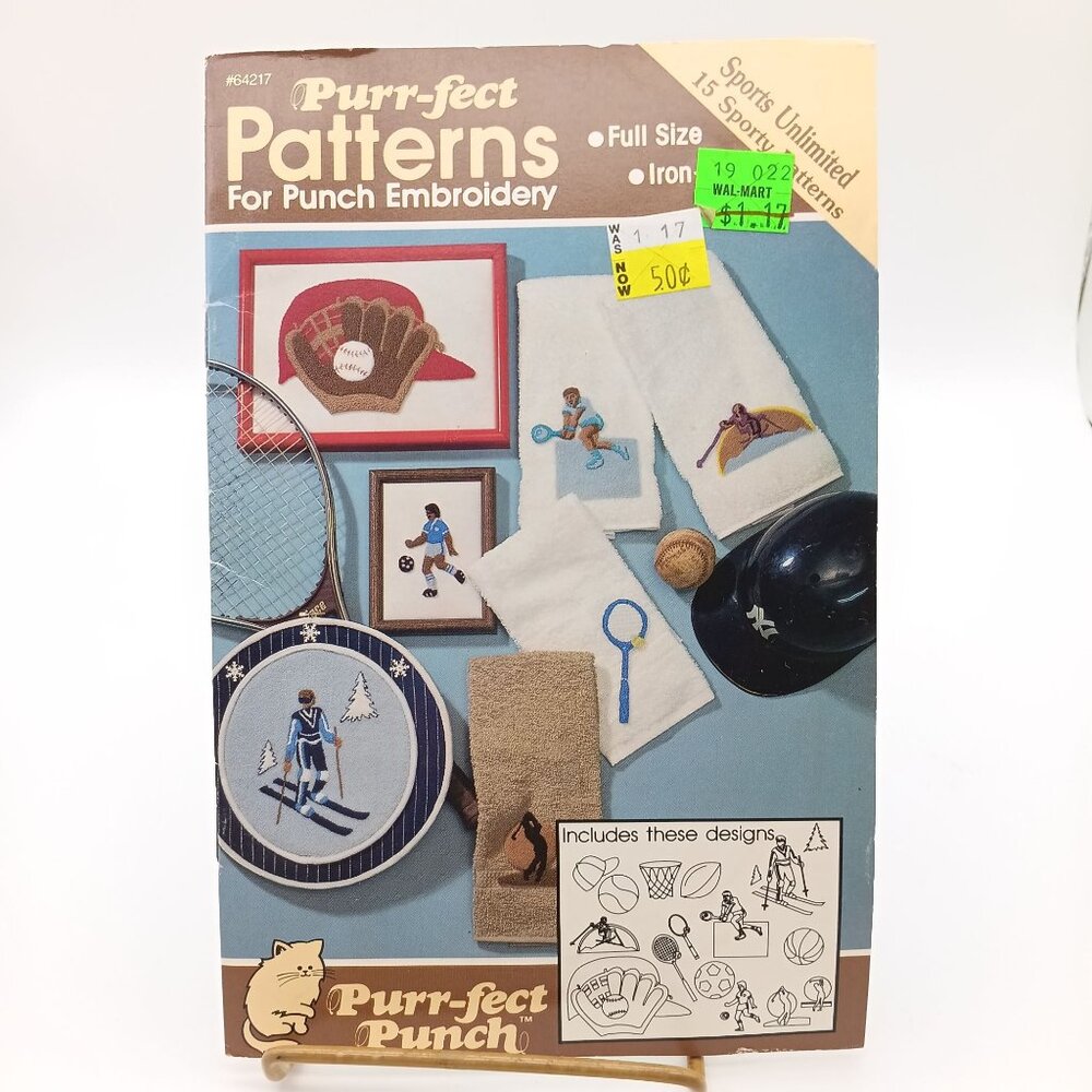 UNUSED Vintage Purrfect Patterns for Punch Embroidery, Sports Unlimited 64217